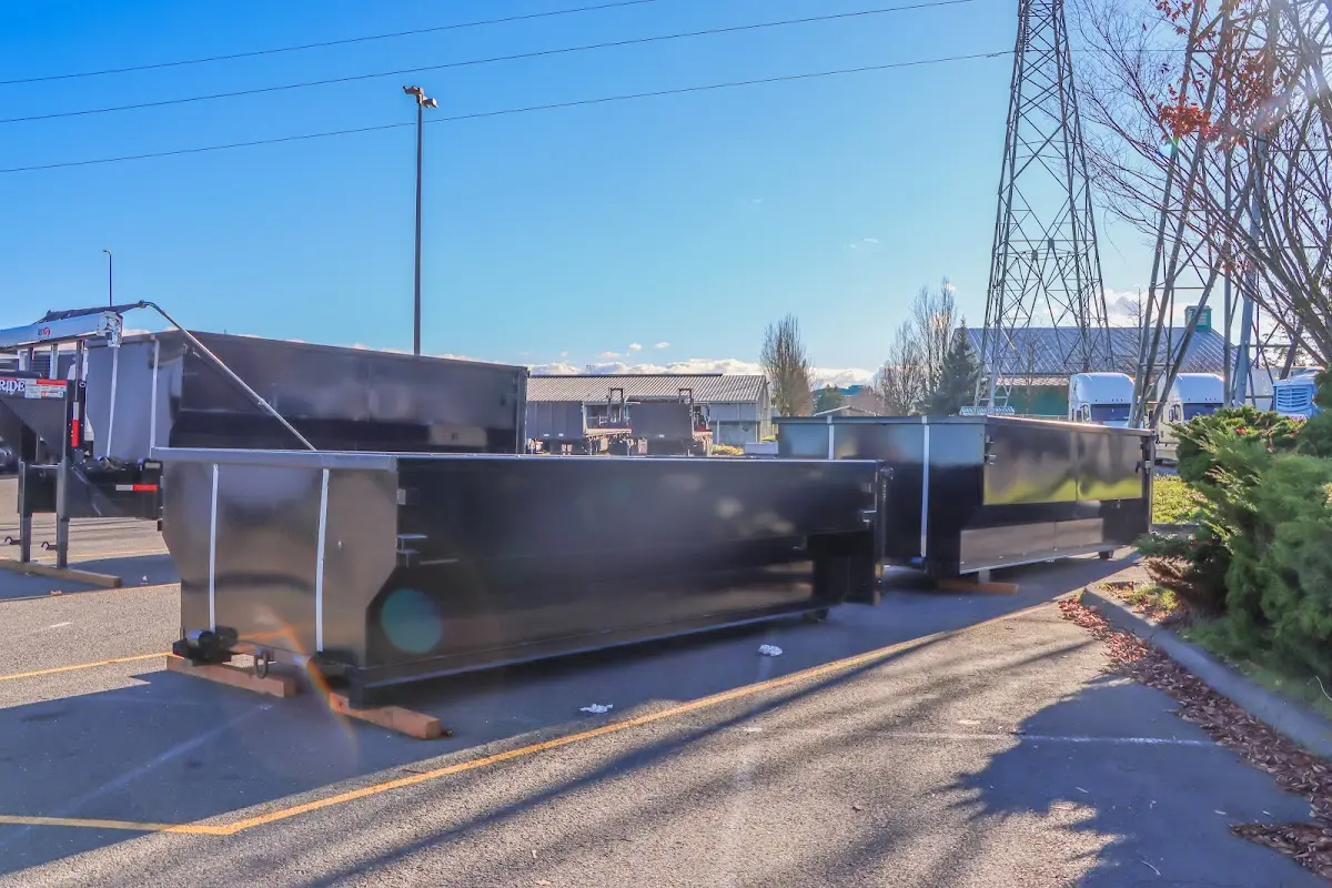 Roll-off dumpster ready for waste disposal at job site for 2 Yard Dumpster Rental in Marblehead